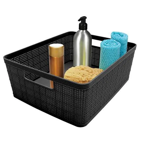 10-Piece: Plastic Woven Storage Basket Set-Nested