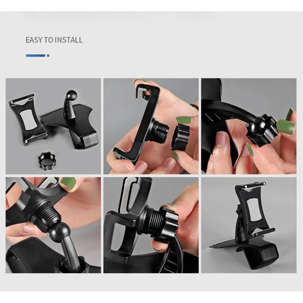 3 in 1 Car GPS Smartphone Holder: Dashboard / Visor Clamp   AC Grid Clip for LG Zone - Black