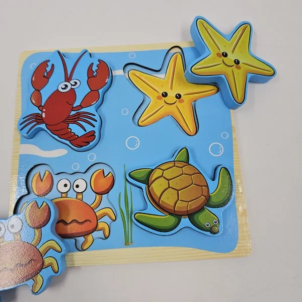 4-In-1 Wooden Jigsaw Sea Animals Puzzle F41-71-25