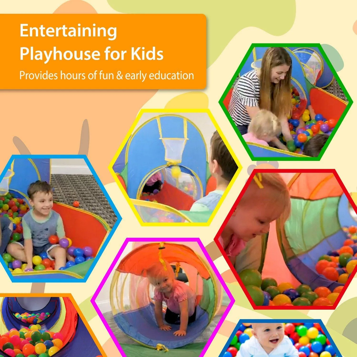 5-Piece: Pop Up Playhouse Kids Ball Pit Tents