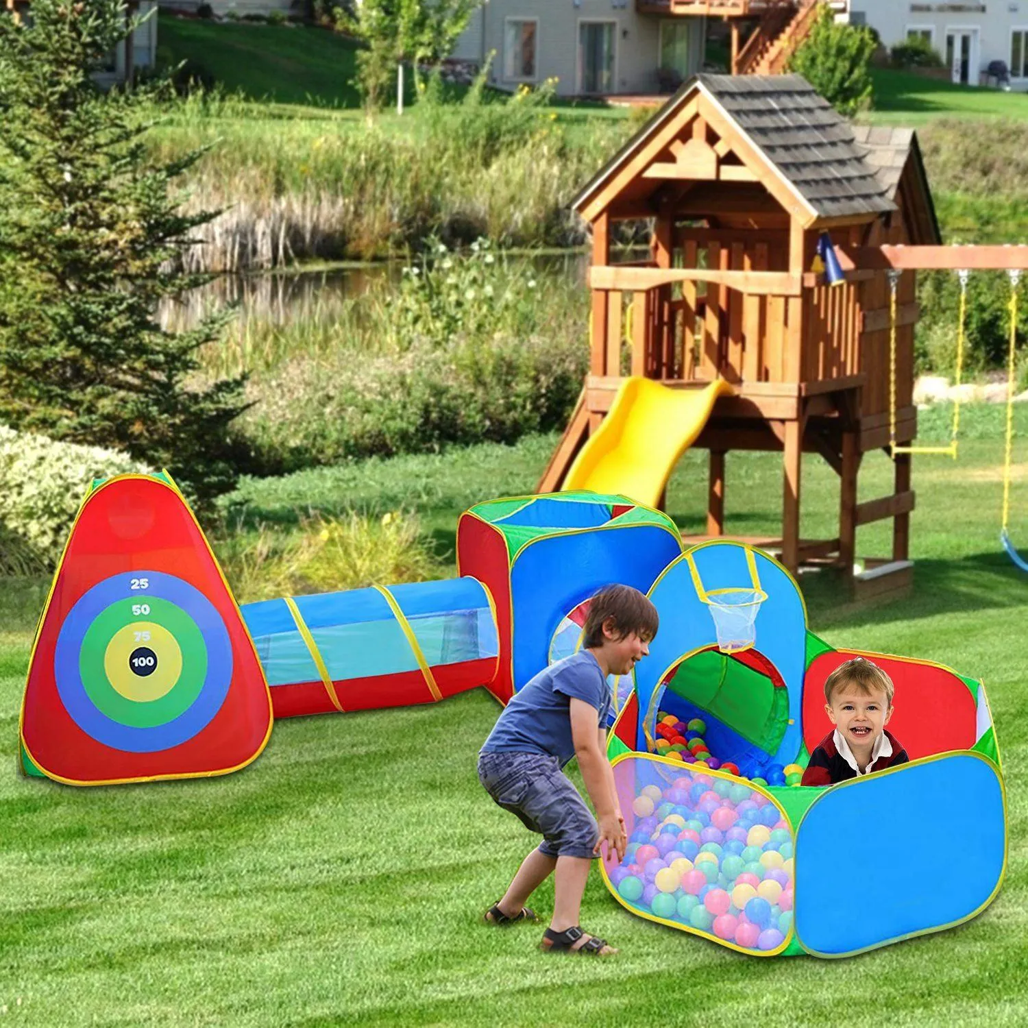 5-Piece: Pop Up Playhouse Kids Ball Pit Tents