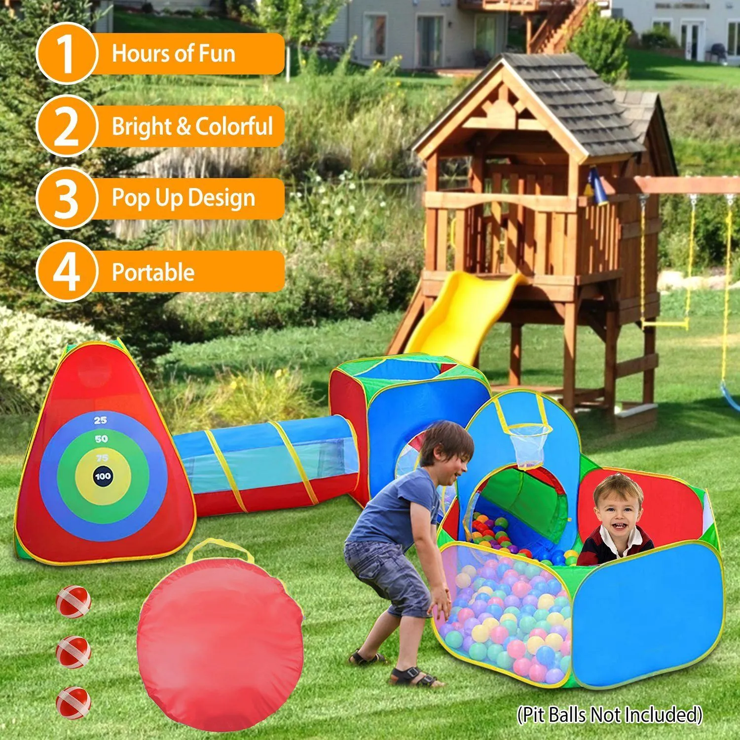 5-Piece: Pop Up Playhouse Kids Ball Pit Tents