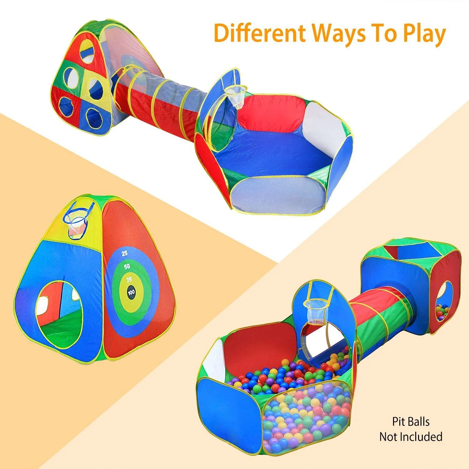 5-Piece: Pop Up Playhouse Kids Ball Pit Tents