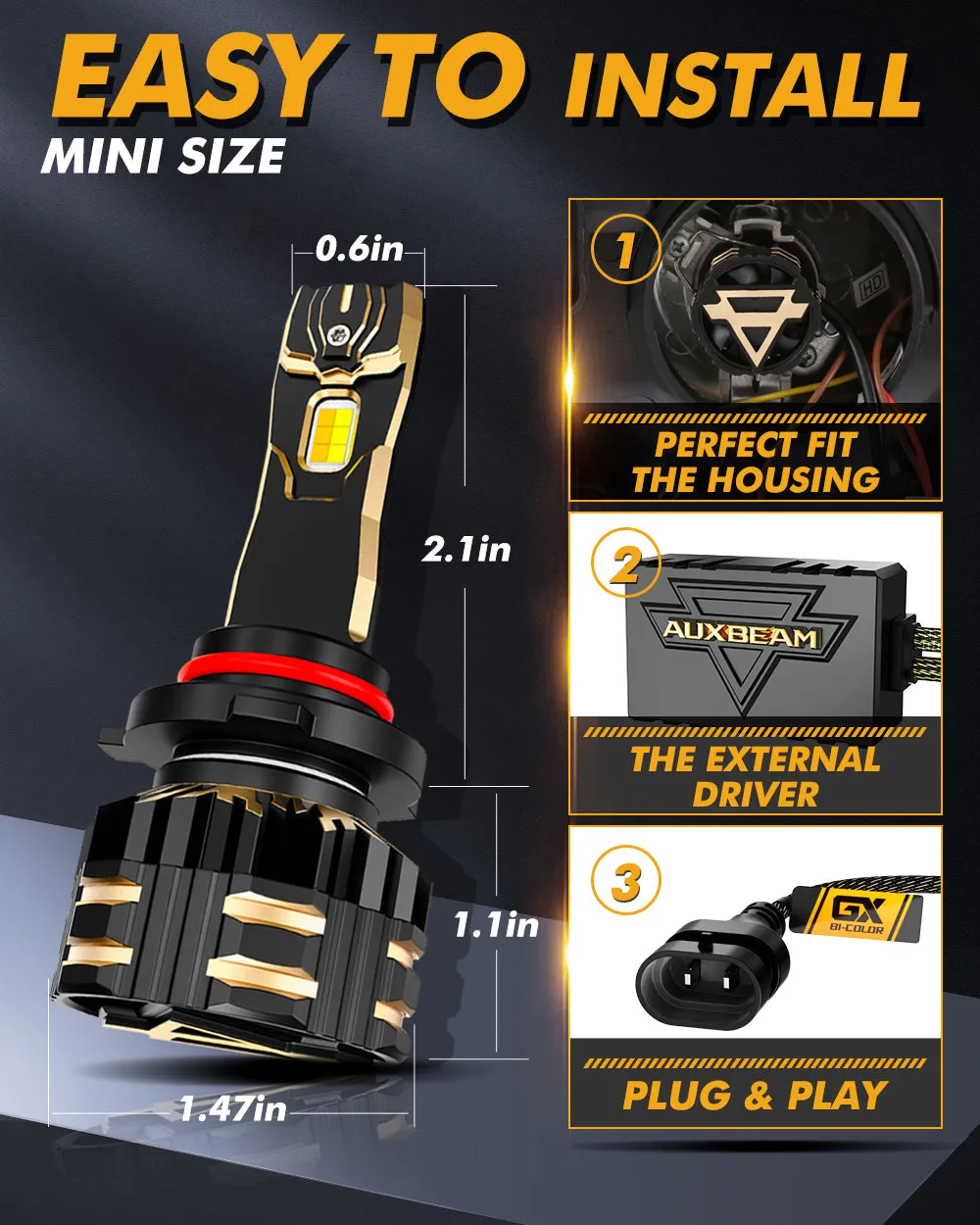 9005/HB3 LED Bulb Fog Lights/Low Beam Lights 110W 25000LM GX Bi-Color Series High Power & Brightness Dual Color Switchback | 2 Bulbs