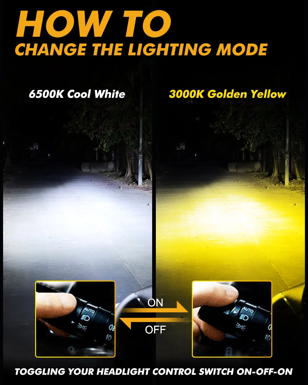 9006/HB4 LED Bulb Fog Lights/Low Beam Lights 110W 25000LM GX Bi-Color Series High Power & Brightness Dual Color Switchback | 2 Bulbs