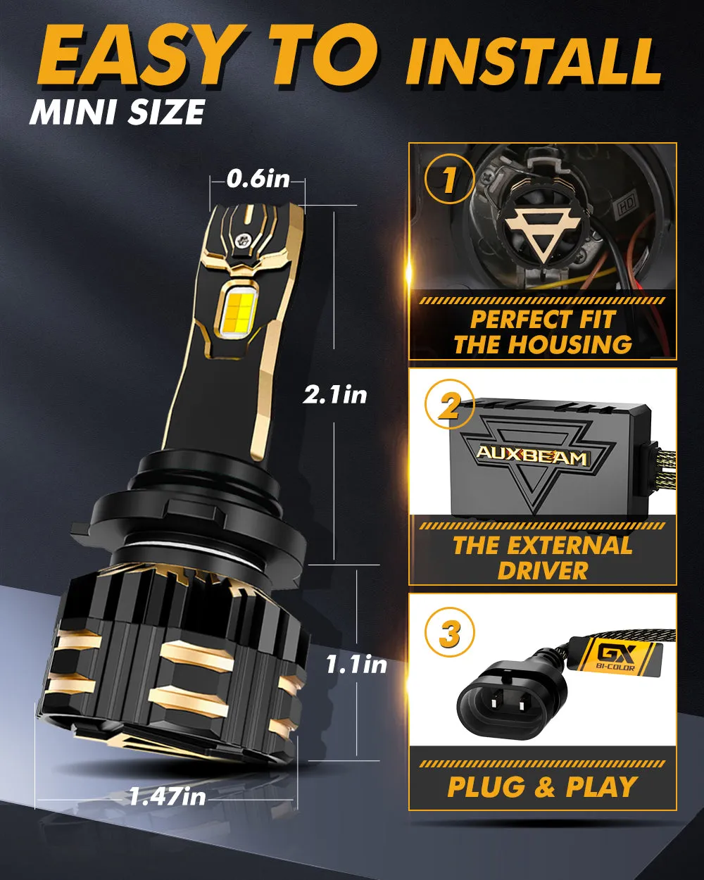 9006/HB4 LED Bulb Fog Lights/Low Beam Lights 110W 25000LM GX Bi-Color Series High Power & Brightness Dual Color Switchback | 2 Bulbs