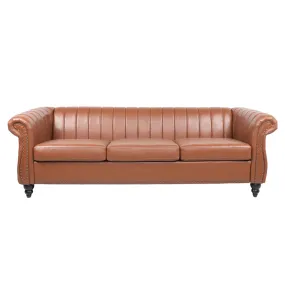 ALICIAN Chaise Lounge Sofa Chair Traditional Rolled Arms with Nailhead Trim Brown