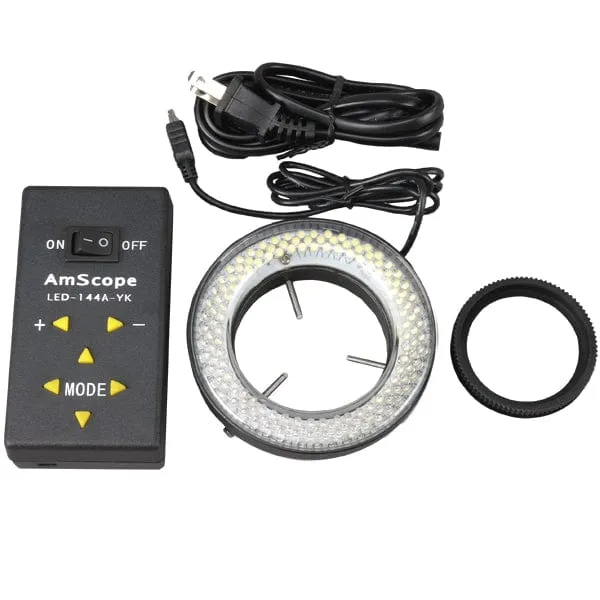 AmScope 144 LED Four-Zone Microscope Ring Light with Adapter