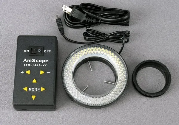 AmScope 144 LED Four-Zone Microscope Ring Light with Adapter