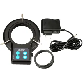 AmScope 72 LED Compact Four-Zone Microscope Ring Light with Adapter