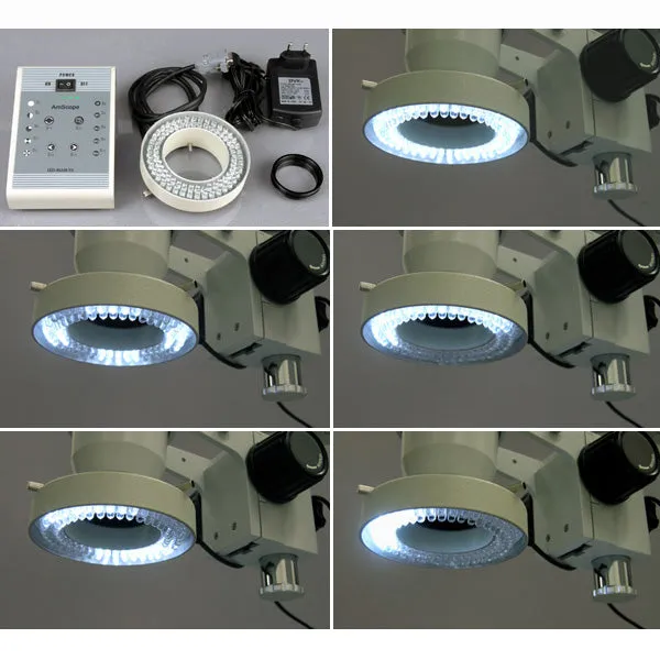 AmScope 80-LED 8-Zone Lighting-Direction-Variable Microscope Ring Illuminator