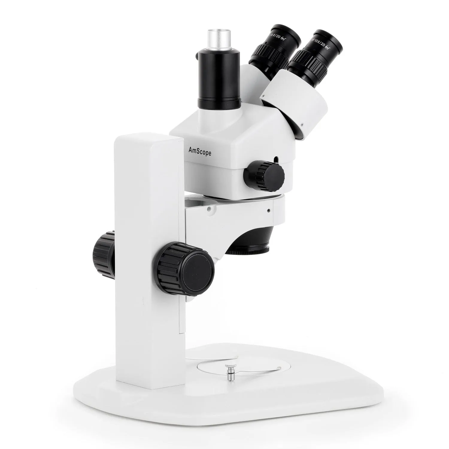 AmScope SM-1 Series Zoom Trinocular Stereo Microscope with Multi-Zone 144 LED and Auto Focus Camera on Track Stand
