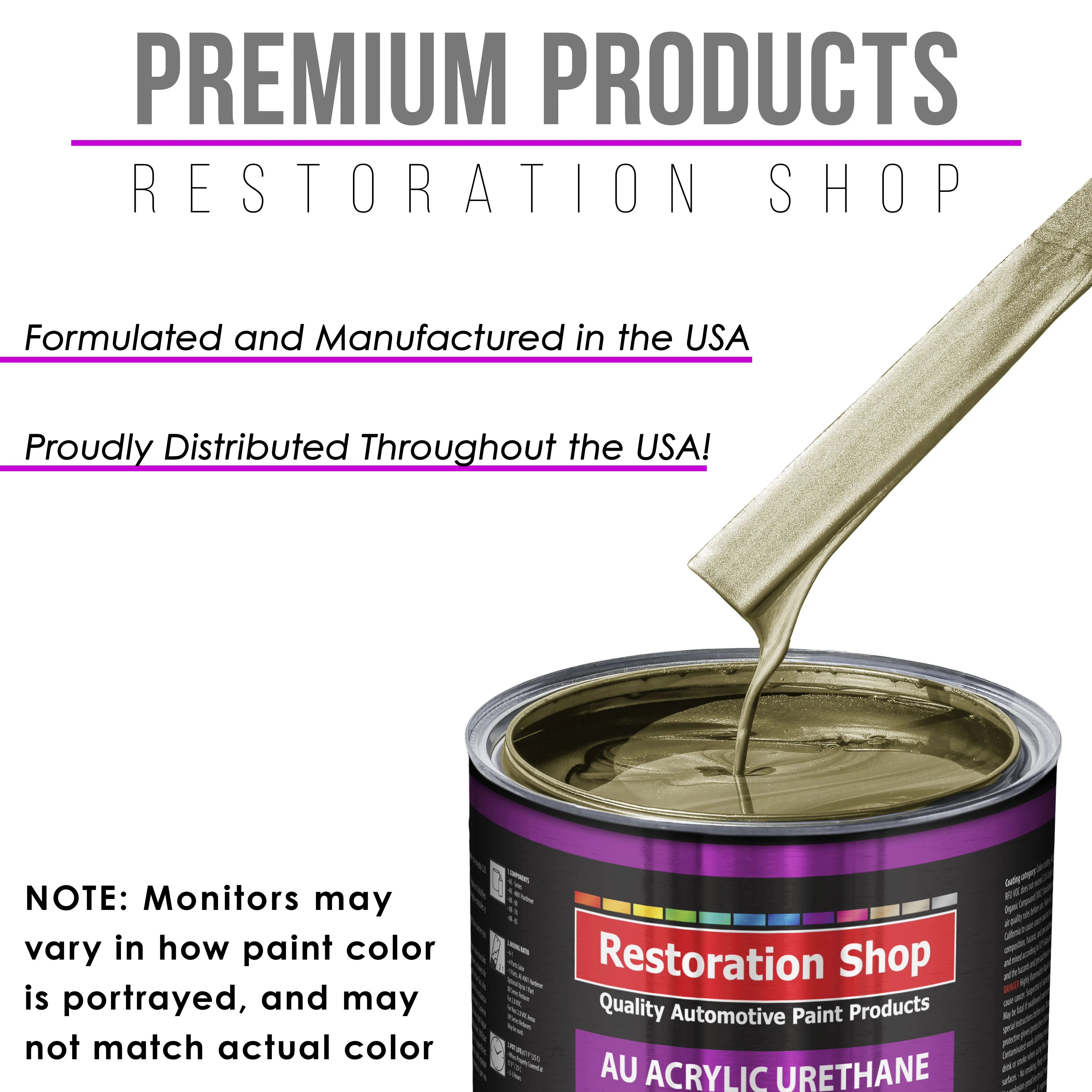 Antique Gold Metallic Acrylic Urethane Auto Paint - Complete Gallon Paint Kit - Professional Single Stage Automotive Car Coating 4:1 Mix Ratio 2.8 VOC