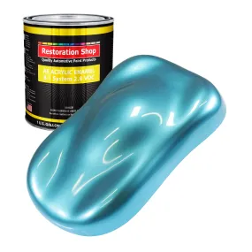 Azure Blue Metallic Acrylic Enamel Auto Paint - Gallon Paint Color Only - Professional Single Stage Automotive Car Truck Equipment Coating, 2.8 VOC