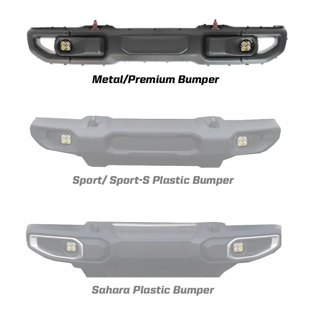 Baja Designs Squadron-R Pro/Sport Fog Pocket LED Light Kit 2018-2024 Jeep Wrangler JL/Gladiator JT Rubicon