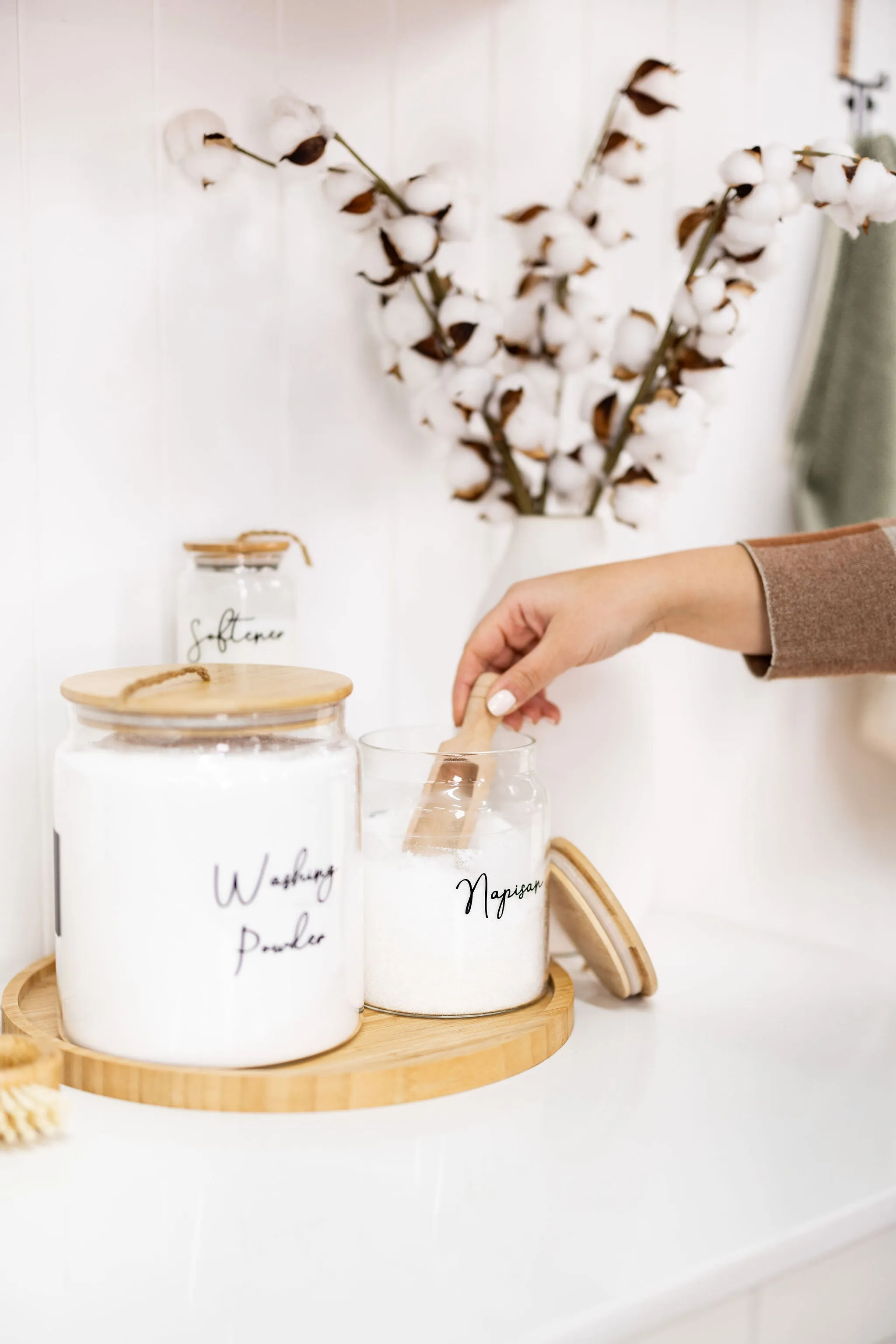 Bamboo and Glass 5 Piece Laundry Pack with Liquid Jar