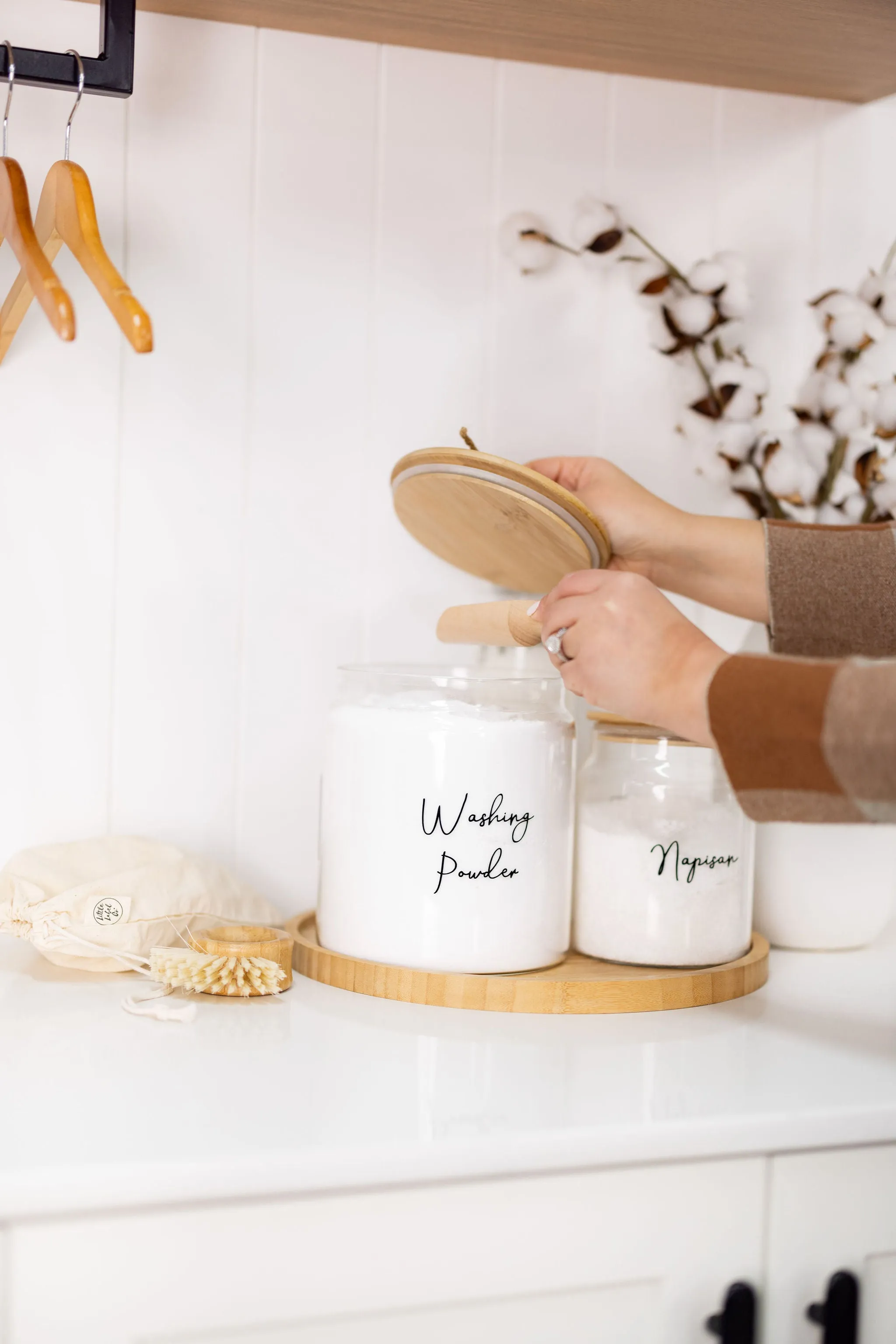 Bamboo and Glass 5 Piece Laundry Pack with Liquid Jar