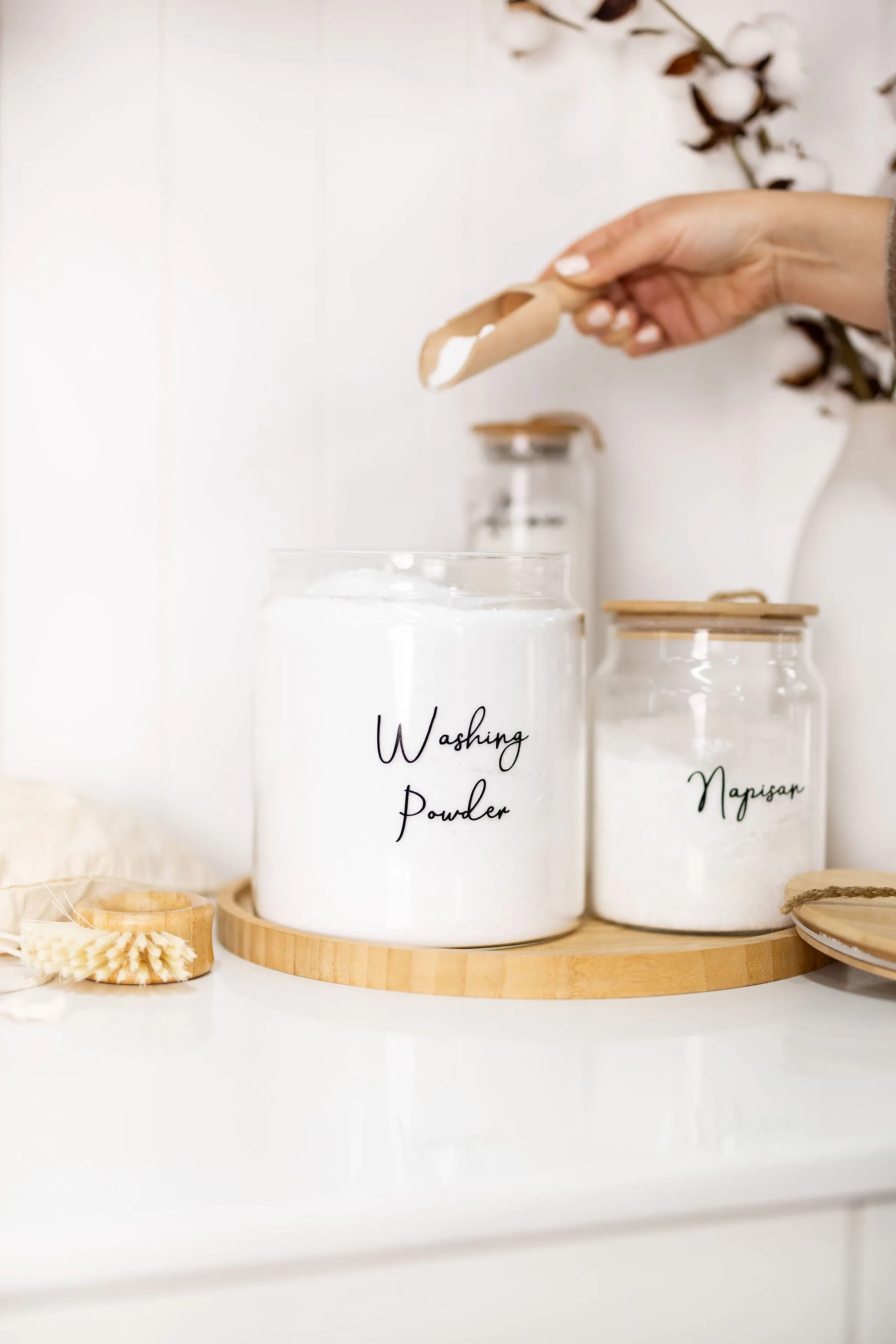 Bamboo and Glass 5 Piece Laundry Pack with Liquid Jar