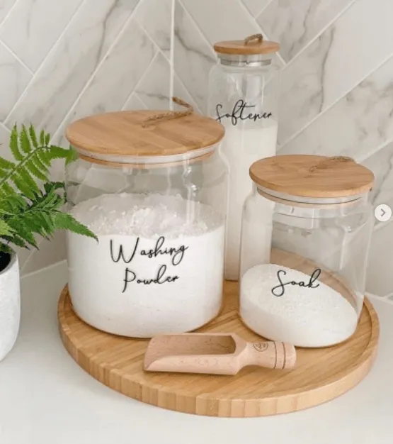 Bamboo and Glass 5 Piece Laundry Pack with Liquid Jar