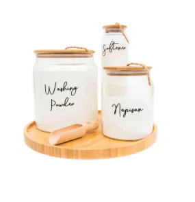 Bamboo and Glass 5 Piece Laundry Pack with Liquid Jar