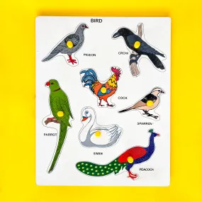Birds wooden learning board