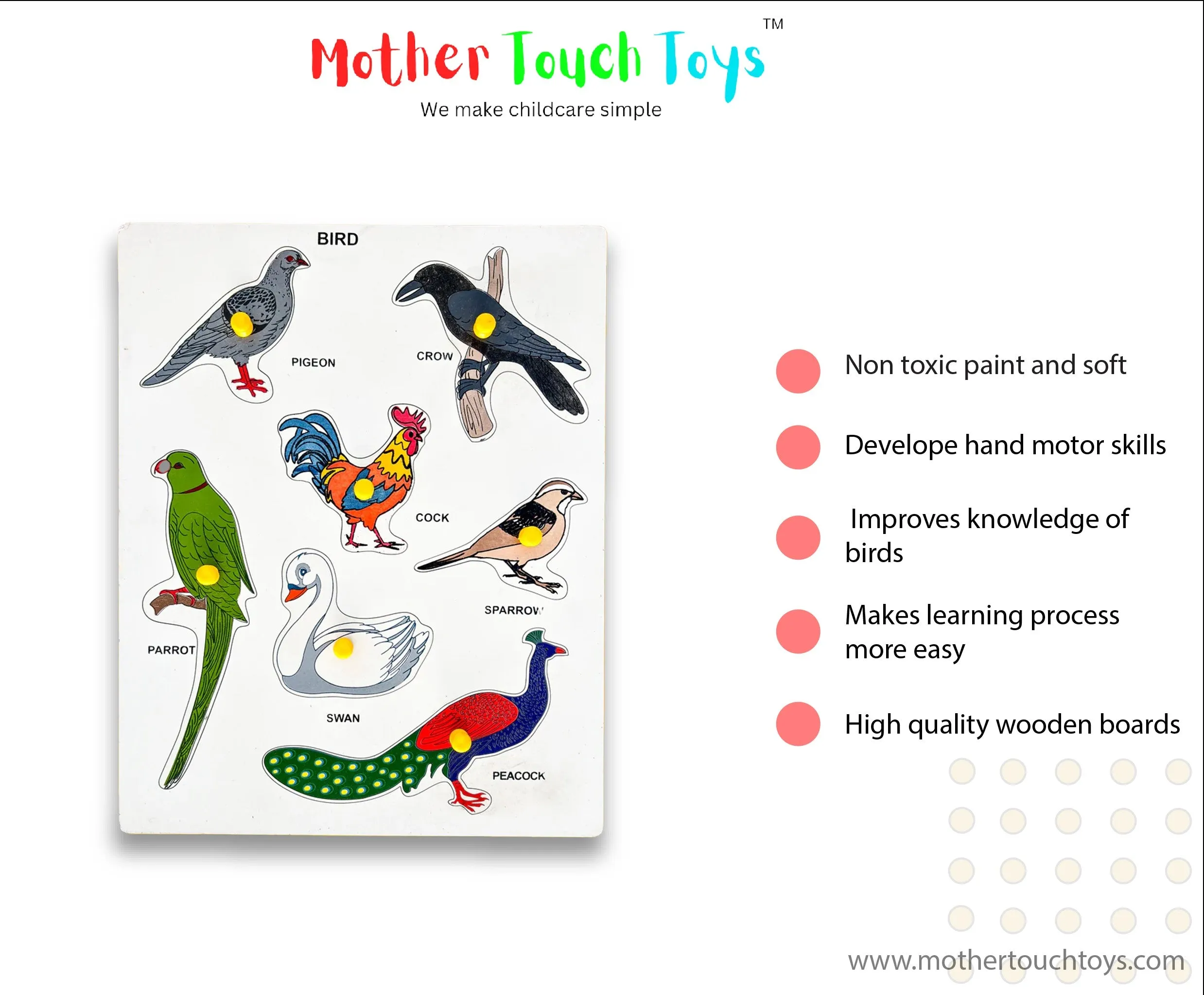 Birds wooden learning board