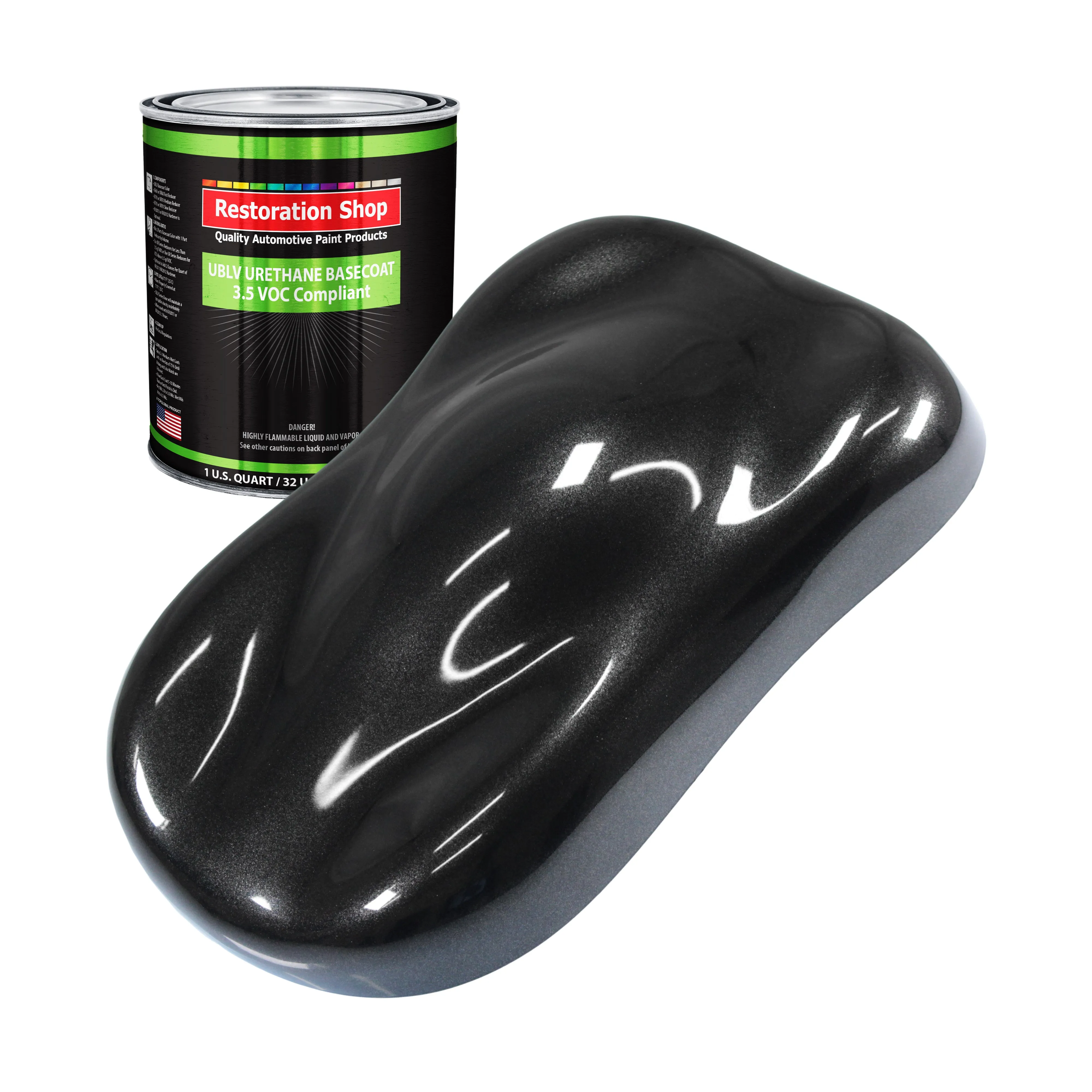 Black Sparkle Metallic - LOW VOC Urethane Basecoat Auto Paint - Quart Paint Color Only - Professional High Gloss Automotive Coating
