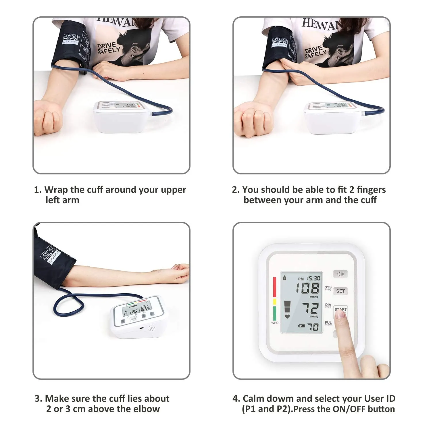 Blood Pressure Monitors Large Cuff, Digital Upper Arm Blood Pressure Machine, 2X 99 Sets Memory, USB Rechargeable Home Use BP Machine with Arrhythmia Detection Memory Function