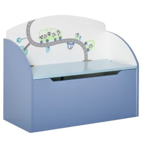 Blue Wooden Toy Box - Kids Storage Chest & Bench
