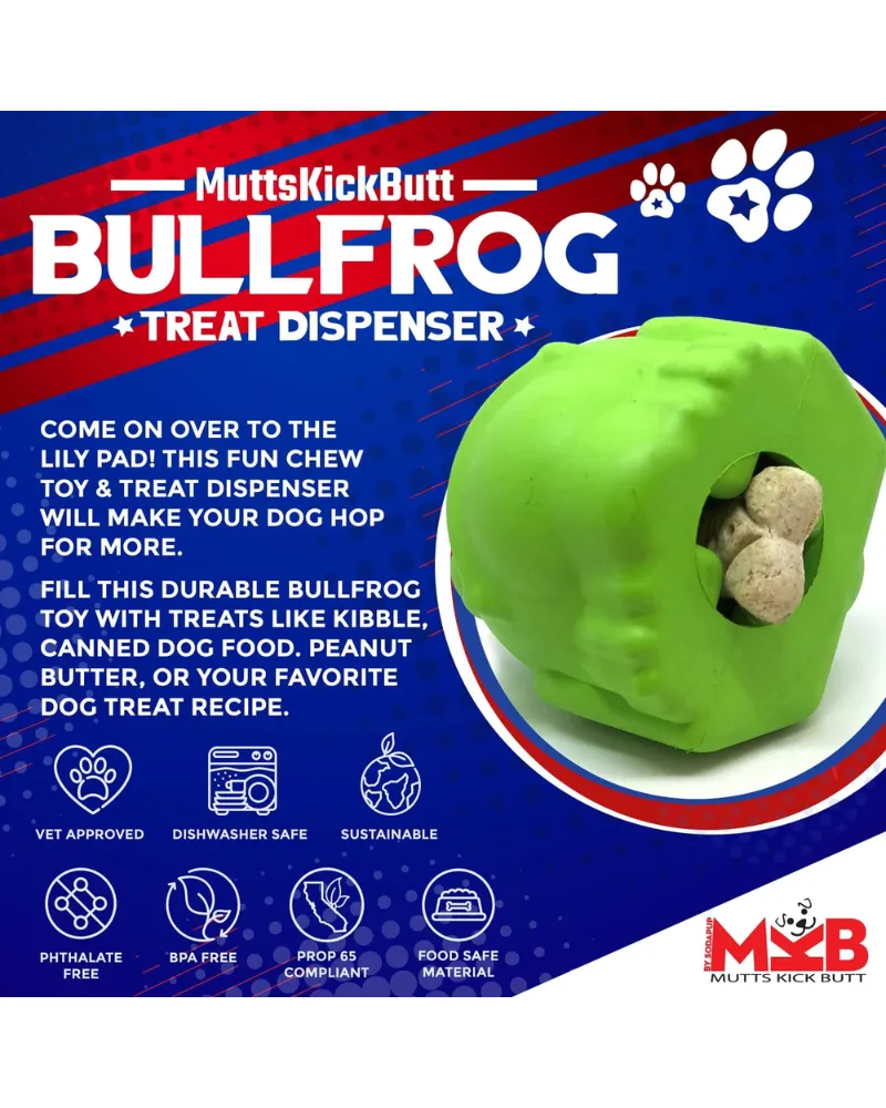 Bull Frog Tuff Chew & Treat Dispensing Dog Toy (Made in the USA)