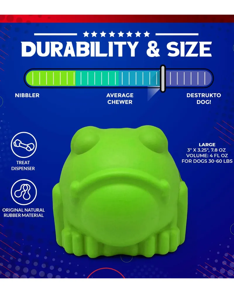 Bull Frog Tuff Chew & Treat Dispensing Dog Toy (Made in the USA)