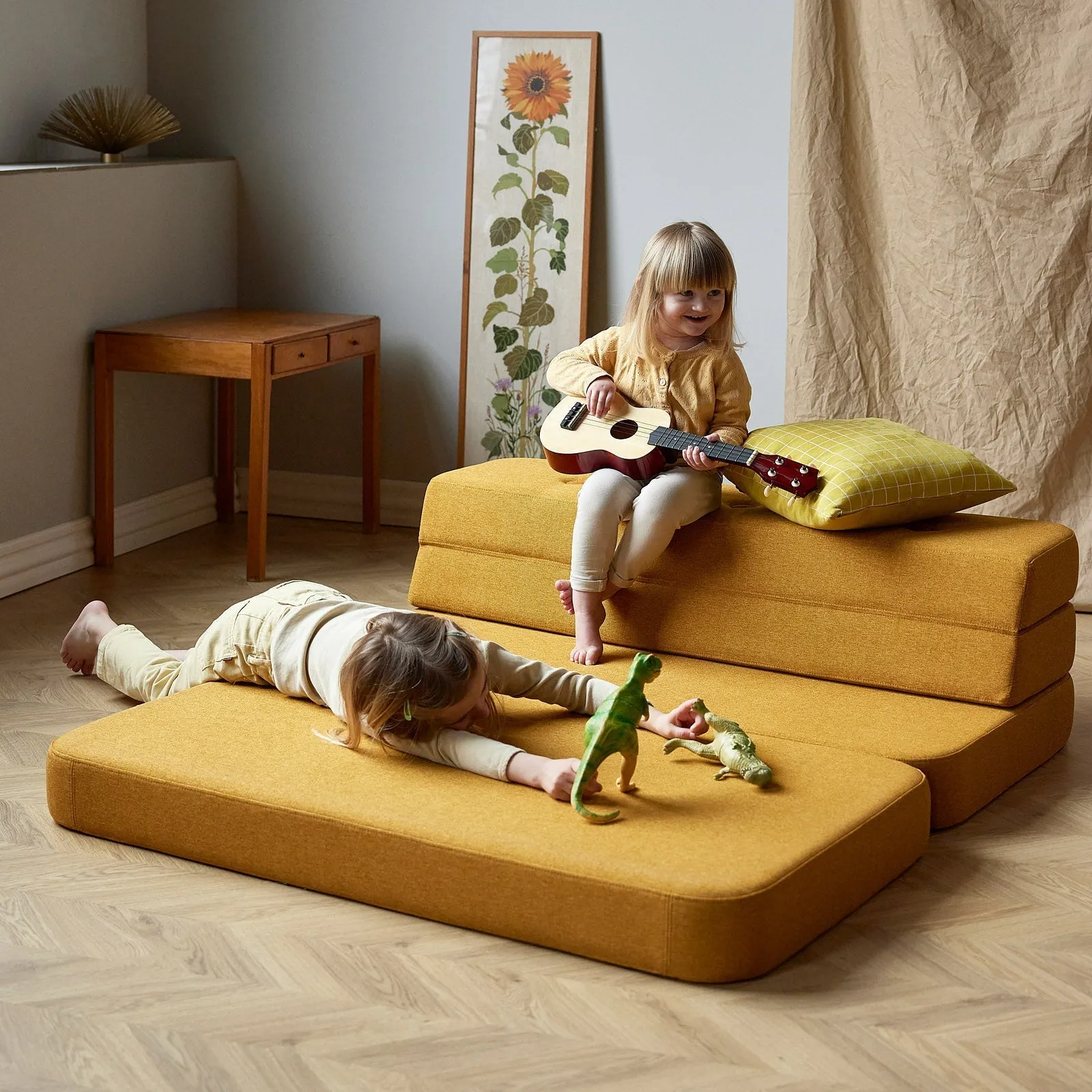 by KlipKlap KK 3 Fold Sofa 36x120x70cm - Brown W. Sand (Pre-Order; Est. Delivery in 2-4 Weeks)