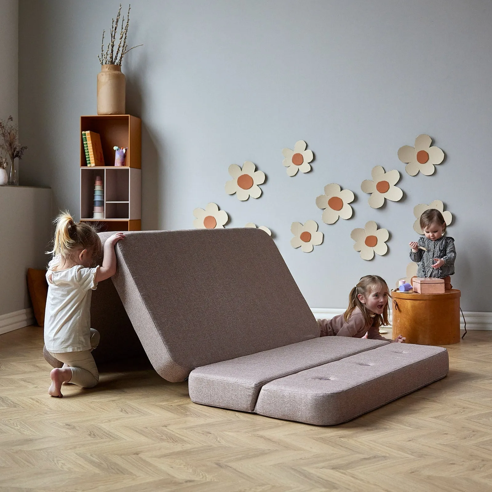by KlipKlap KK 3 Fold Sofa 36x120x70cm - Brown W. Sand (Pre-Order; Est. Delivery in 2-4 Weeks)