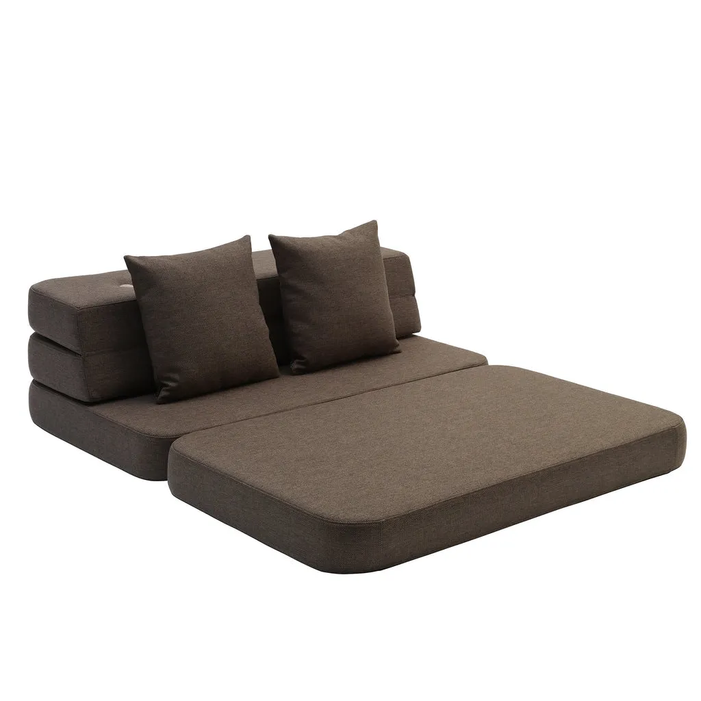 by KlipKlap KK 3 Fold Sofa 36x120x70cm - Brown W. Sand (Pre-Order; Est. Delivery in 2-4 Weeks)
