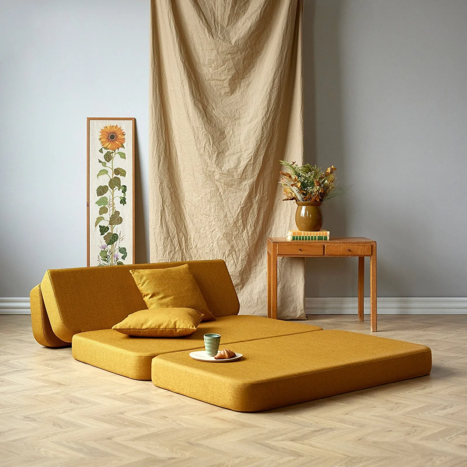 by KlipKlap KK 3 Fold Sofa 36x120x70cm - Brown W. Sand (Pre-Order; Est. Delivery in 2-4 Weeks)