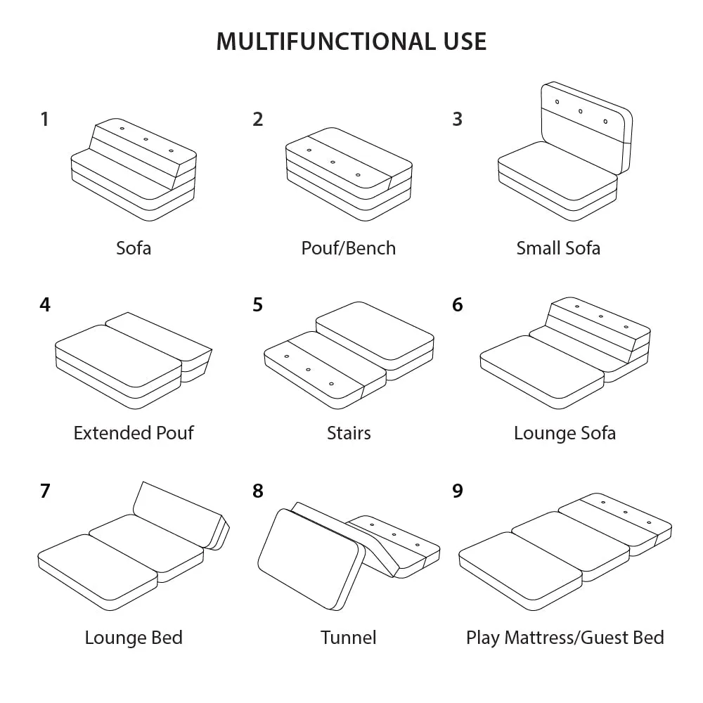 by KlipKlap KK 3 Fold Sofa 36x120x70cm - Sand W. Sand