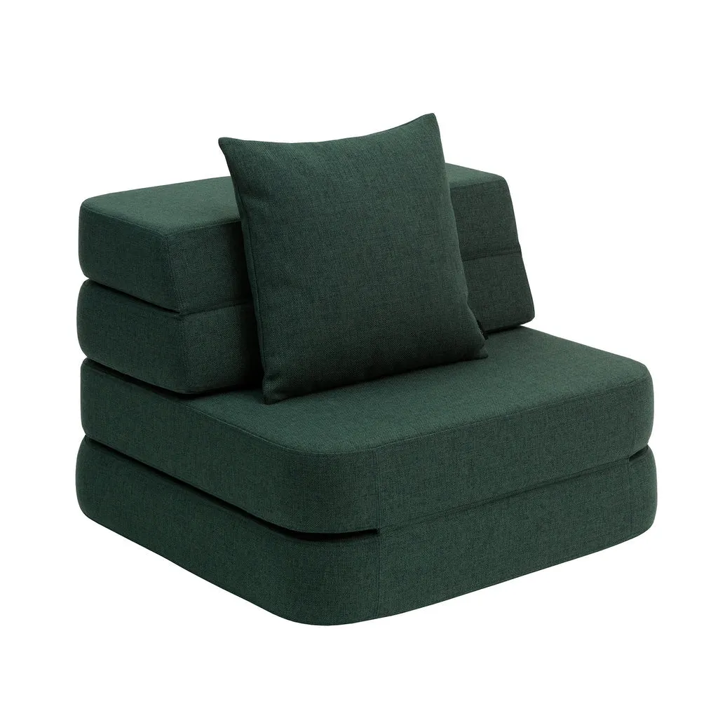 by KlipKlap KK 3 Fold Sofa Single 36x70x70cm - Deep Green W. Light Green (Pre-Order; Est. Delivery in 2-4 Weeks)
