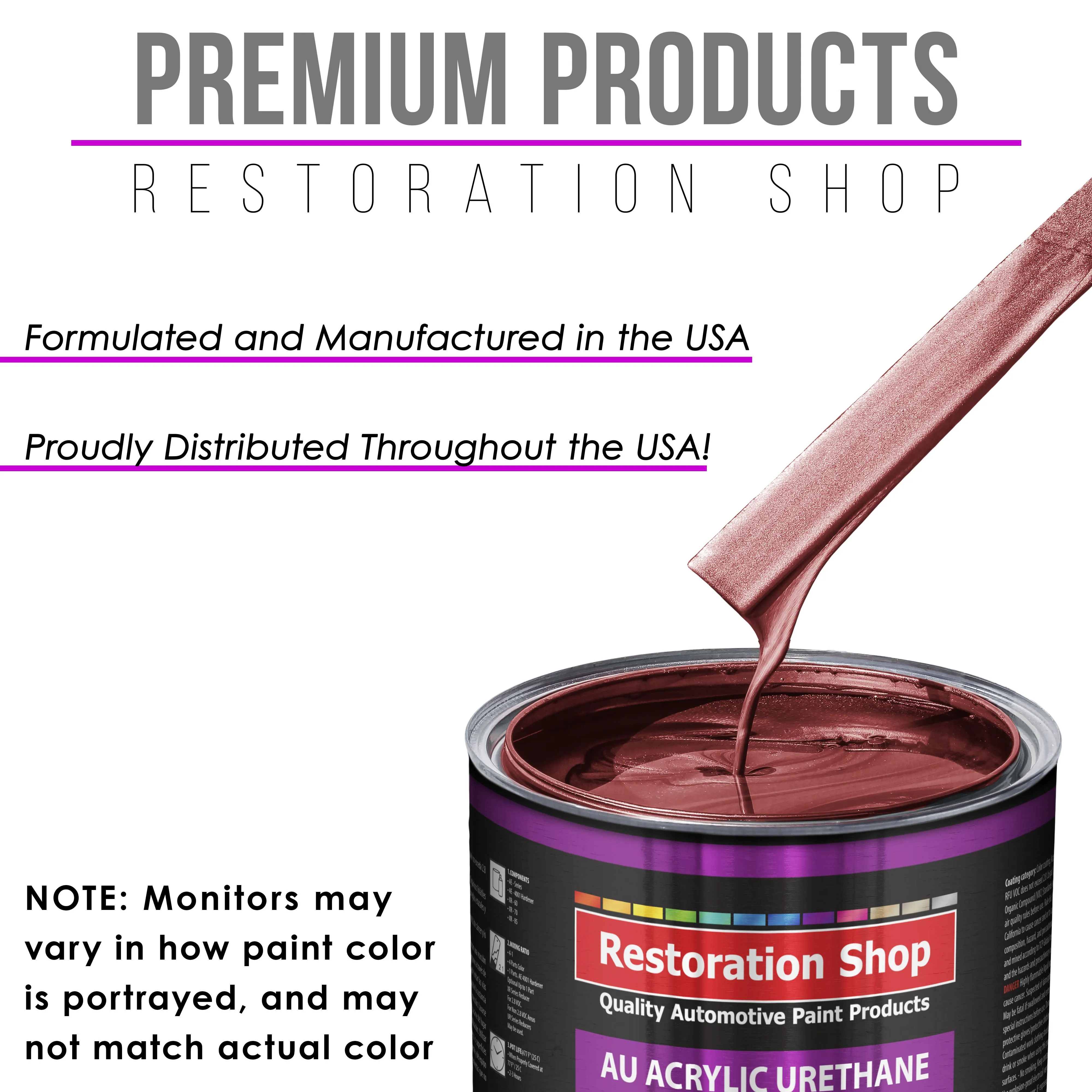 Candy Apple Red Metallic Acrylic Urethane Auto Paint - Complete Gallon Paint Kit - Pro Single Stage Automotive Car Truck Coating 4:1 Mix Ratio 2.8 VOC