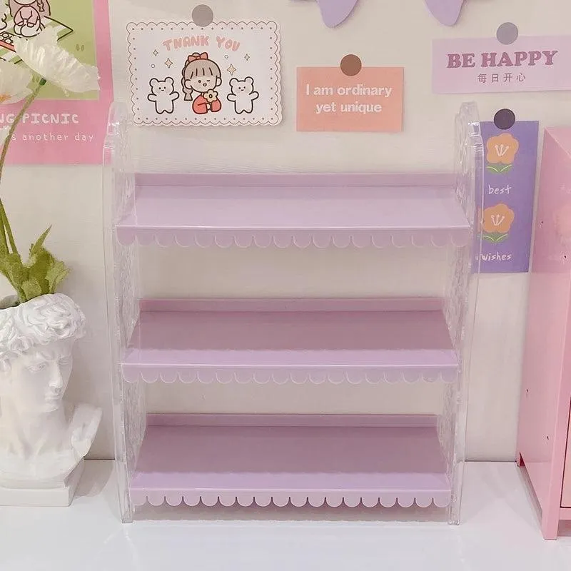 Chic Pink Lace 3-Tier Organizer for Dolls and Cosmetics