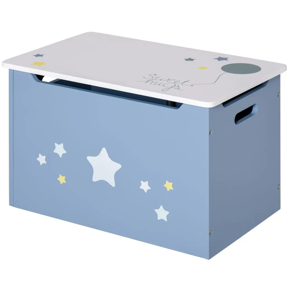 Children's Toy Storage Chest - Blue Wooden Organizer