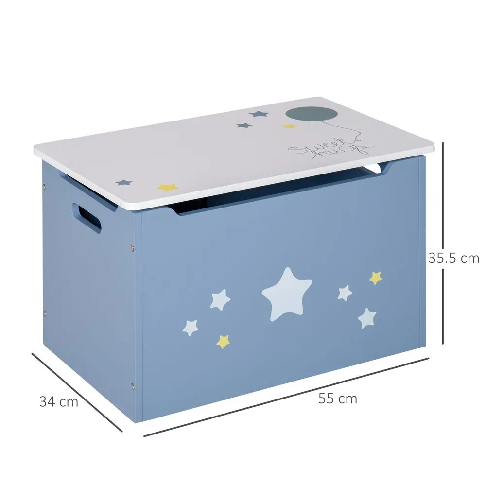 Children's Toy Storage Chest - Blue Wooden Organizer