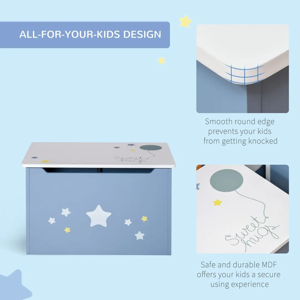 Children's Toy Storage Chest - Blue Wooden Organizer