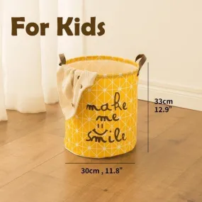 Cotton and linen storage bucket fabric waterproof folding hamper home debris toys storage basket