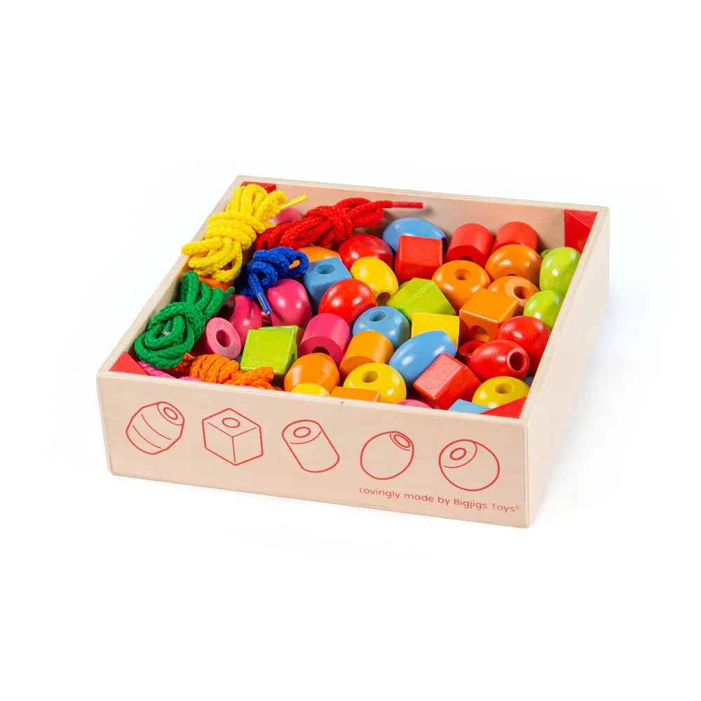 Crate of Lacing Beads - 90 Wooden Fine Motor Beads