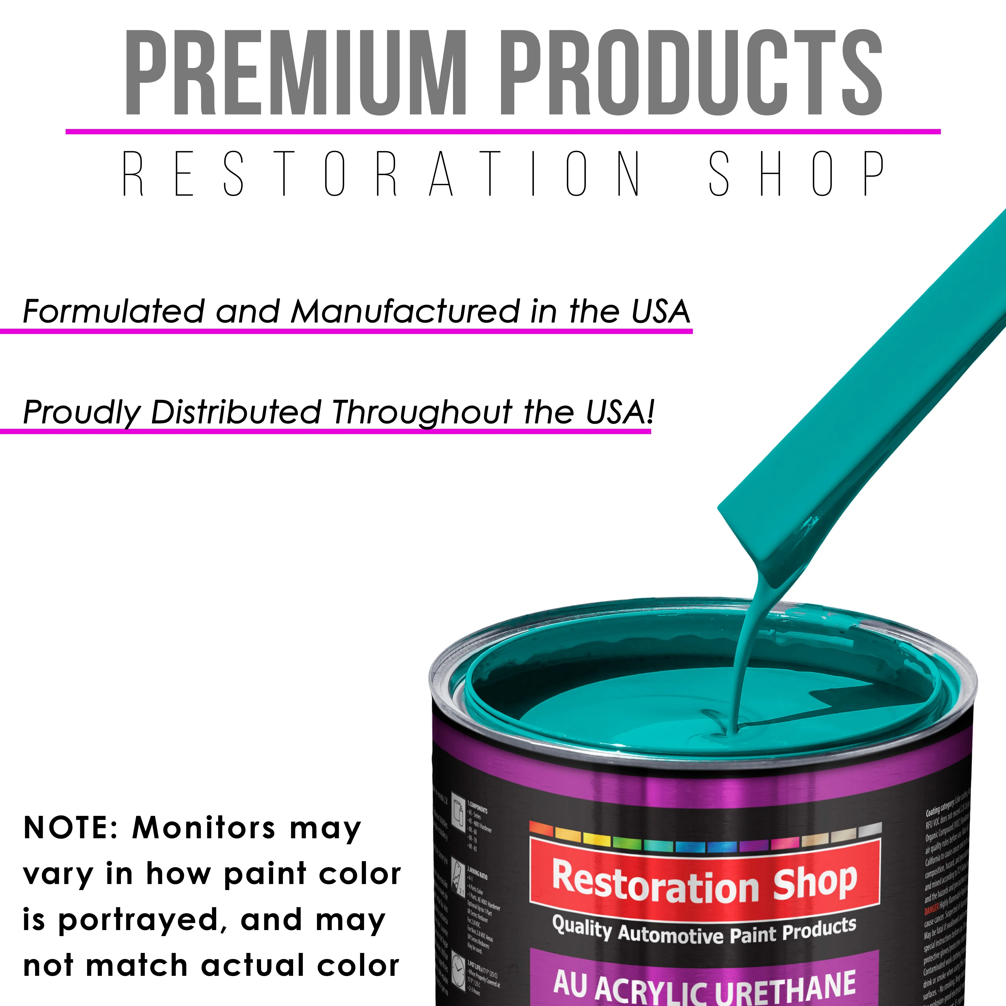 Deep Aqua Acrylic Urethane Auto Paint - Complete Gallon Paint Kit - Professional Single Stage Gloss Automotive Car Truck Coating 4:1 Mix Ratio 2.8 VOC