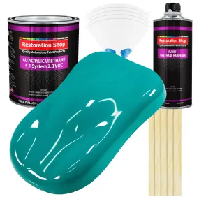 Deep Aqua Acrylic Urethane Auto Paint - Complete Gallon Paint Kit - Professional Single Stage Gloss Automotive Car Truck Coating 4:1 Mix Ratio 2.8 VOC
