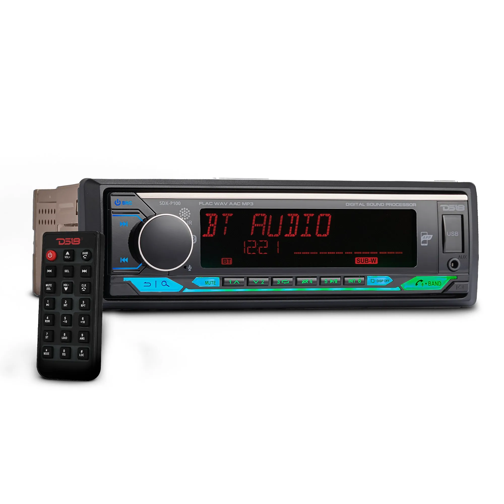 Digital Media Receiver | Single Din | DSP | APP | Bluetooth Audio and Calling Head Unit | Aux Input | USB | Mechless | AM/FM Radio Receiver | 3V   3.5V Subwoofer