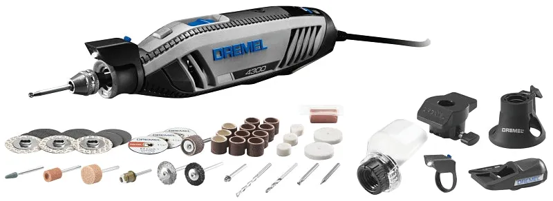 Dremel 4300-5/40 Rotary Tool Kit, 1.8 A, 1/32 to 1/8 in Chuck, Keyless Chuck, 5000 to 35,000 rpm Speed :EA: QUANTITY: 1