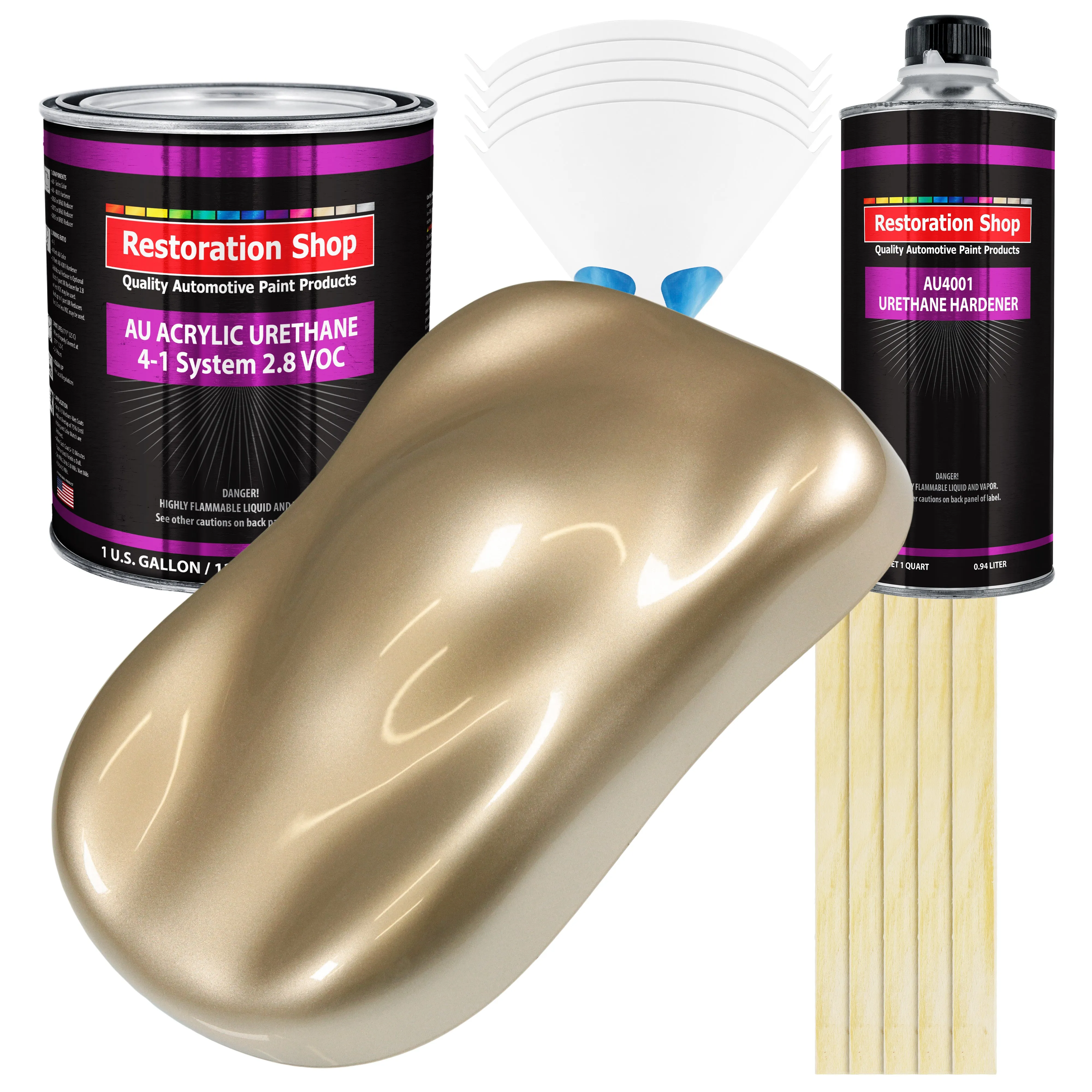 Driftwood Beige Metallic Acrylic Urethane Auto Paint - Complete Gallon Paint Kit - Pro Single Stage Automotive Car Truck Coating 4:1 Mix Ratio 2.8 VOC