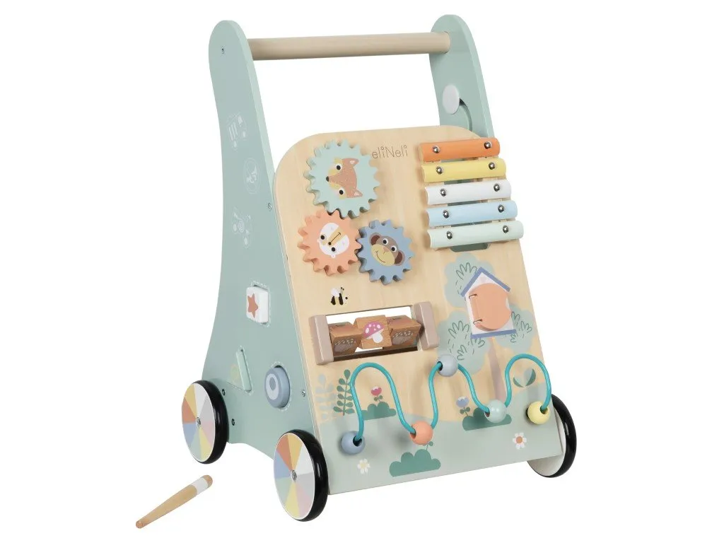 EliNeli Multifunktionale Lauflernwagen aus Holz - Pastel